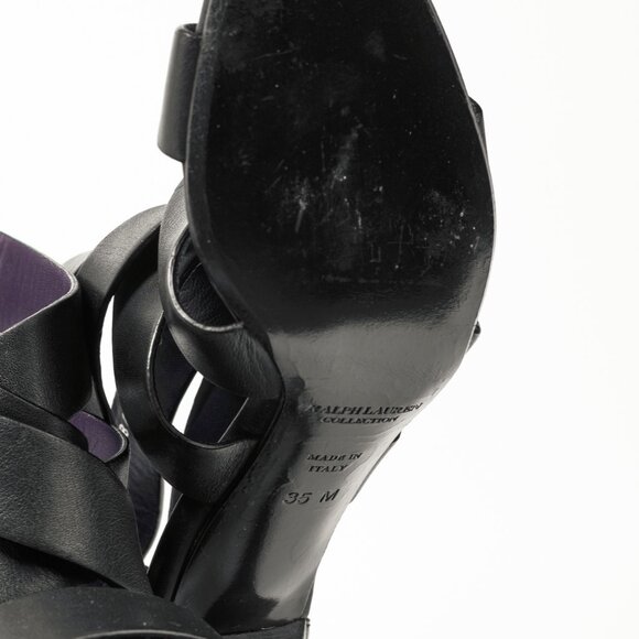 Ralph Lauren Collection Ardina II Black Strappy Leather Sandals - Picture 5 of 11
